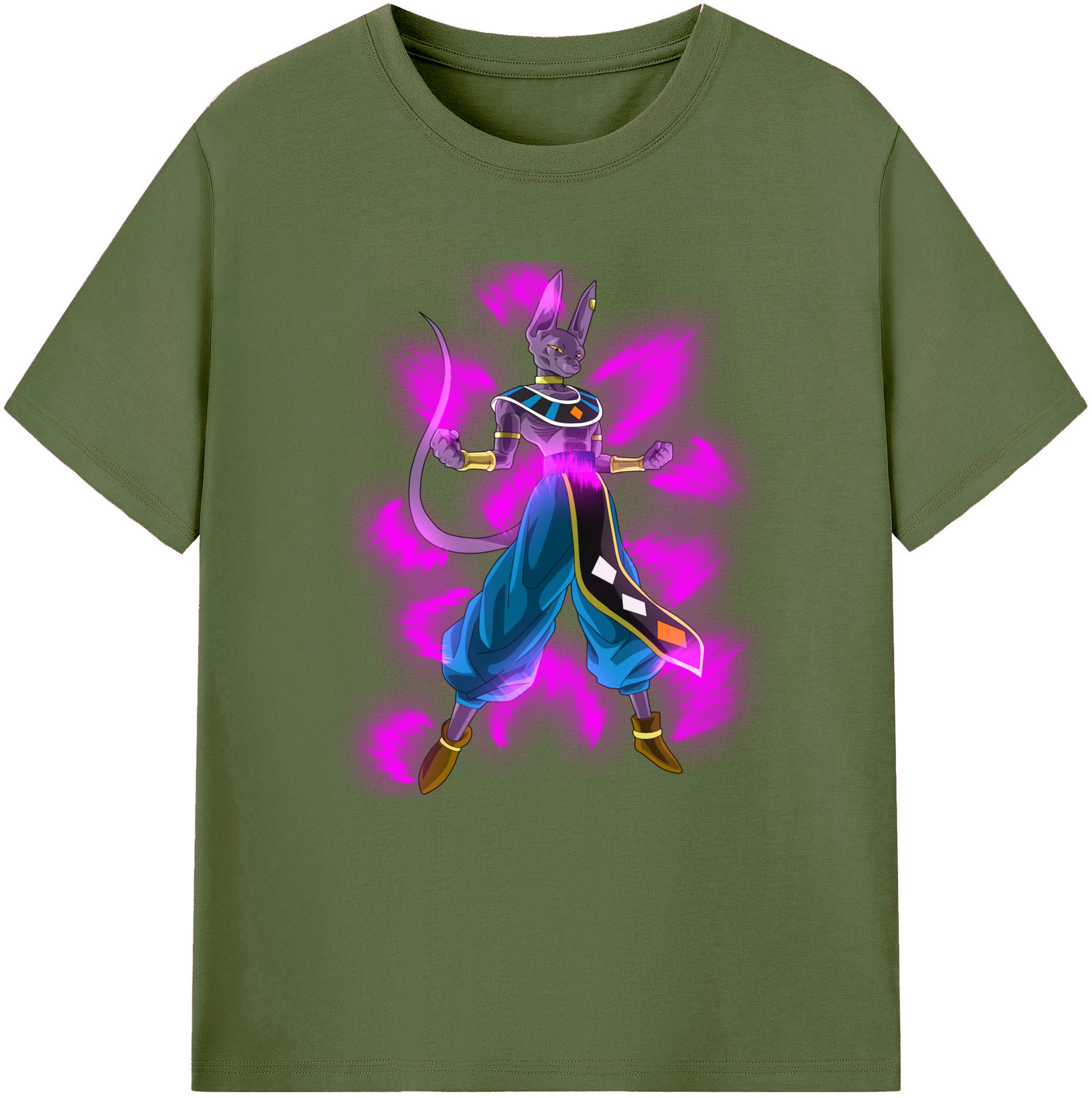 （画像用） ドラゴンボール ビルス 破壊神ビルス DRAGON BALL Beerus Birusu 綿100％半袖Tシャツ（フロントプリント）